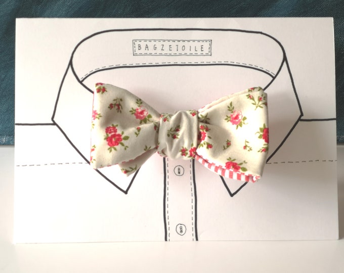 Bow tie, floral, self tie, Men's / cotton print fabric / cotton freestyle - adjustable - just bowties for men from Bagzetoile