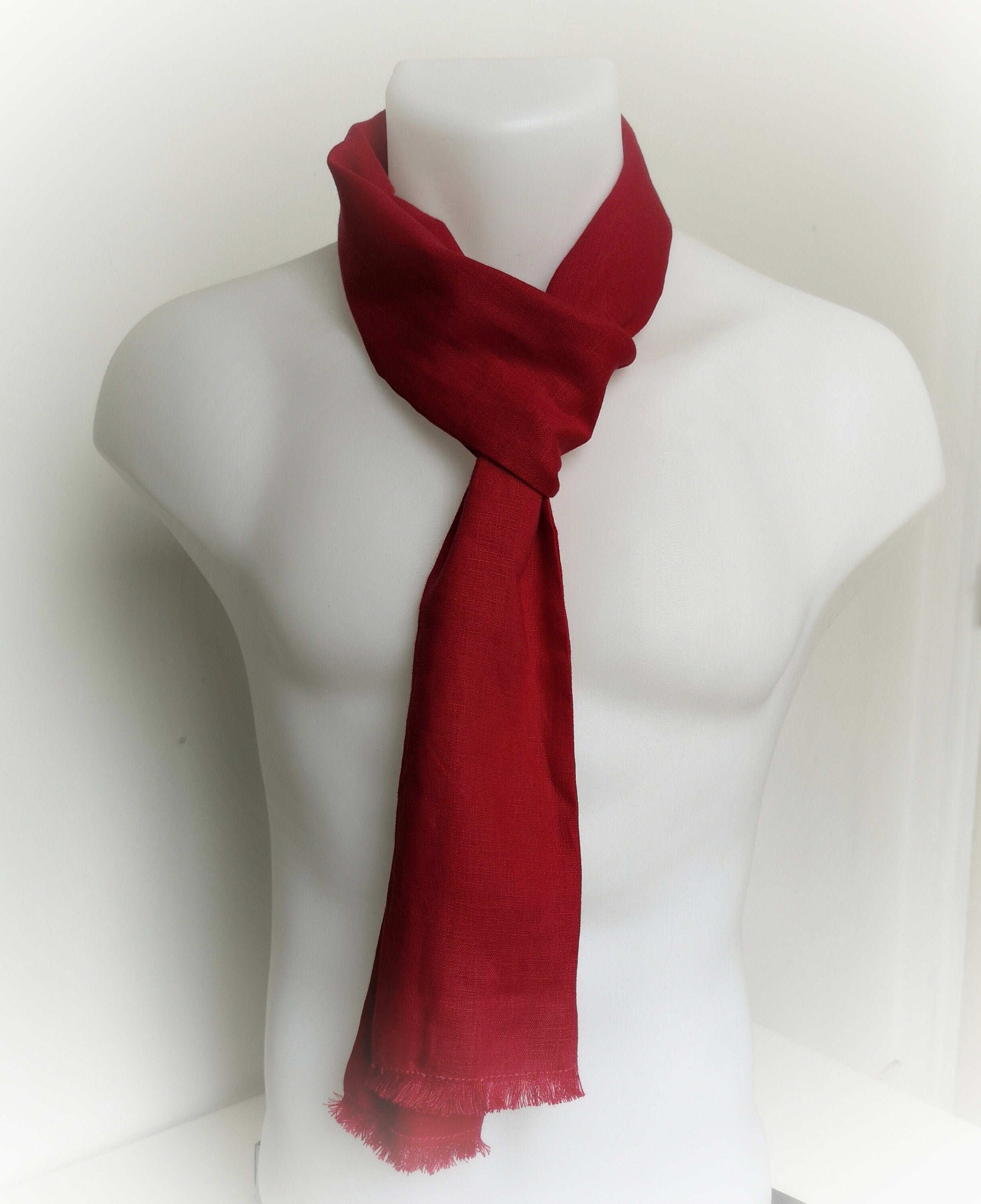 Red Linen Neckscarf, for a stylish, casual look, perfect for summer