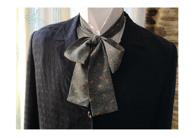 Neck scarf, bowtie, ascot, cravat for him, Boho Wedding Bowtie, Regency style steampunk menswear necktie bandana image 4