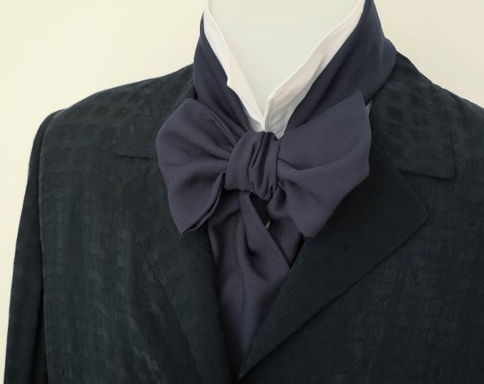 Bow tie, dark blue, Victorian bowtie, steampunk, floppy bowtie, self tie, freestyle