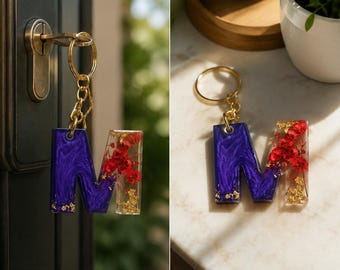 Personalized Resin Initial Keychain
