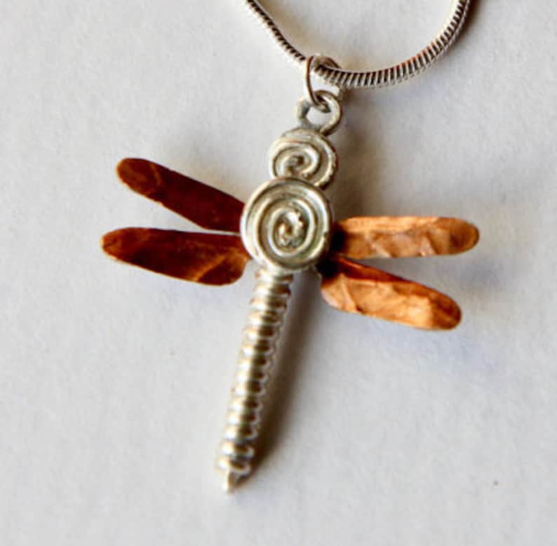 Copper Dragonfly Necklace / Dragonfly Pendant Etsy