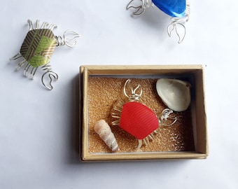 Small Crab in a box, many colours, fun wee gift for Cancerian, partner or friend.