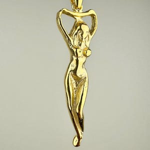 Woman Body Necklace, 14k Gold Vermeil 925 Sterling Silver Woman Empowerment Symbol Charm, Pole Dance Pendant, Body Charm