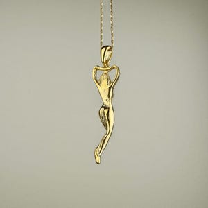 Woman Body Necklace, 14k Gold Vermeil 925 Sterling Silver Woman Empowerment Symbol Charm, Pole Dance Pendant, Body Charm