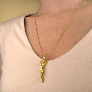 Woman Body Necklace, 14k Gold Vermeil 925 Sterling Silver Woman Empowerment Symbol Charm image 6