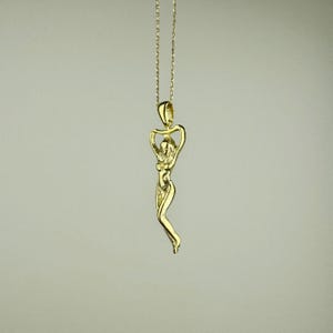 Woman Body Necklace, 14k Gold Vermeil 925 Sterling Silver Woman Empowerment Symbol Charm, Pole Dance Pendant, Body Charm
