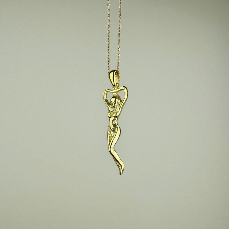 Woman Body Necklace, 14k Gold Vermeil 925 Sterling Silver Woman Empowerment Symbol Charm, Pole Dance Pendant, Body Charm