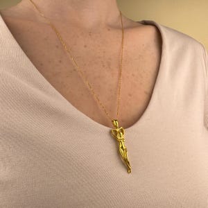 Woman Body Necklace, 14k Gold Vermeil 925 Sterling Silver Woman Empowerment Symbol Charm image 5