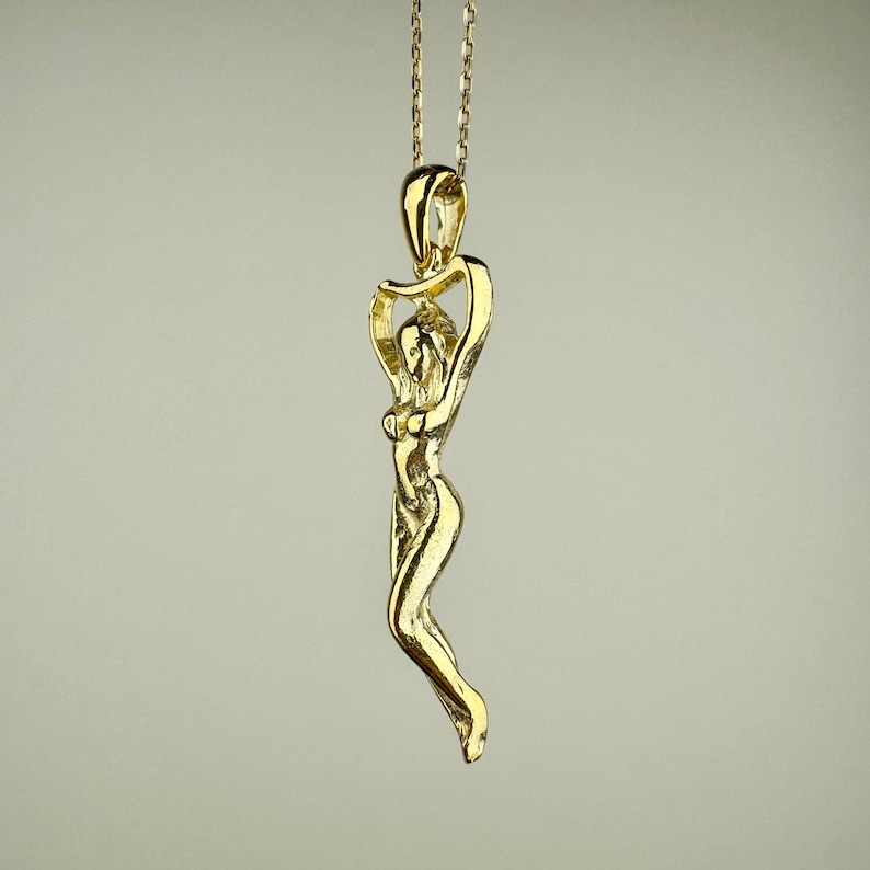 Woman Body Necklace, 14k Gold Vermeil 925 Sterling Silver Woman Empowerment Symbol Charm, Pole Dance Pendant, Body Charm