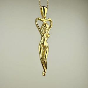 Woman Body Necklace, 14k Gold Vermeil 925 Sterling Silver Woman Empowerment Symbol Charm, Pole Dance Pendant, Body Charm