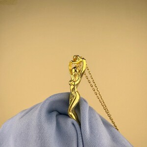 Woman Body Necklace, 14k Gold Vermeil 925 Sterling Silver Woman Empowerment Symbol Charm, Pole Dance Pendant, Body Charm