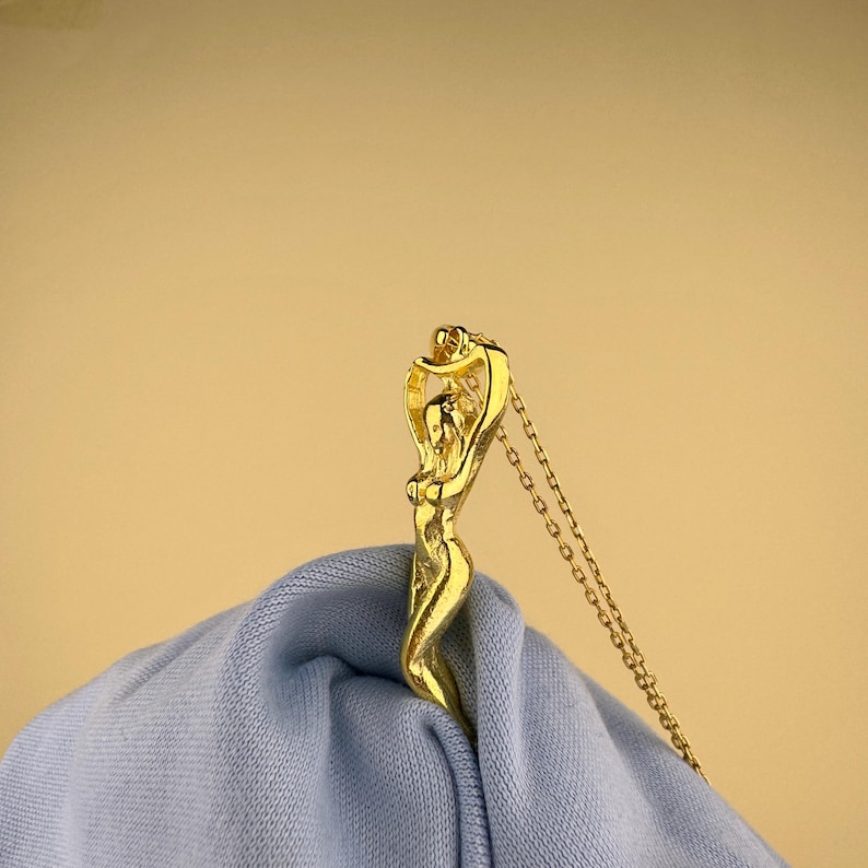 Woman Body Necklace, 14k Gold Vermeil 925 Sterling Silver Woman Empowerment Symbol Charm, Pole Dance Pendant, Body Charm