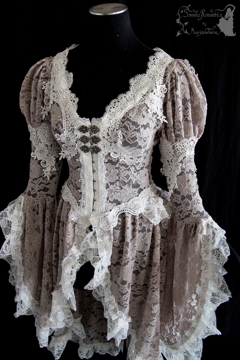 Waistcoat Lace Elven S M Somnia Romantica Size S M Taupe Robe Art Nouveau Cottage Chic Victorian Bridal Gowns Separates Weddings Valresa Com