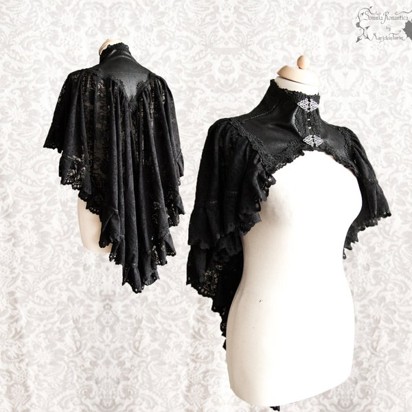 Capelet Gothic Victorian, black shrug, Steampunk, Vespertilio, Somnia Romantica, size small - medium , see item details for measurements