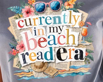 Imagen PNG de la era de la lectura en la playa, diseño de sublimación para amantes de los libros de verano (descarga digital)