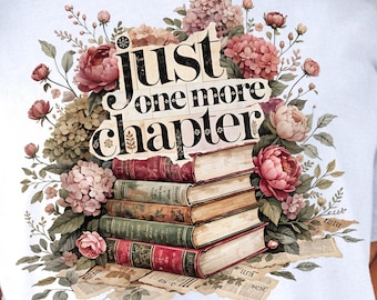 Solo un capítulo más: collage falso PNG, diseño floral de libros vintage (descarga digital)