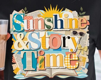 Imagen PNG de Sunshine & Story Time, diseño para amantes de los libros de lectura de verano, descarga digital para amantes de los libros.