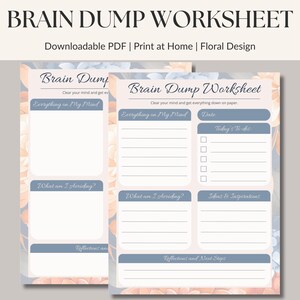 Brain Dump Worksheet Printable PDF | Boho Floral (A4 & Letter)