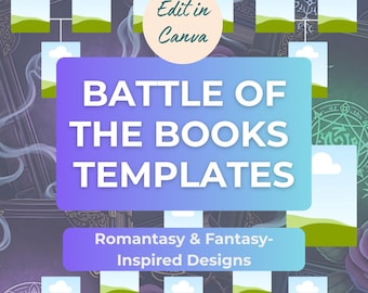 Batalla de los Libros / Libro del Año / Desafío de Lectura de Romance y Fantasía / Plantilla de Canva Editable
