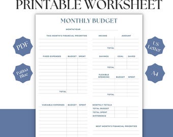 Planner di budget mensile stampabile / Tracker finanziario minimalista / PDF di budget digitale / Compatibile con GoodNotes