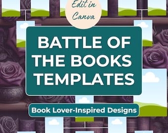 Schlacht der Bücher Klammer Vorlage | Monatlicher Lese-Tracker | Buch-Liebhaber-Designs | Bearbeitbar in Canva