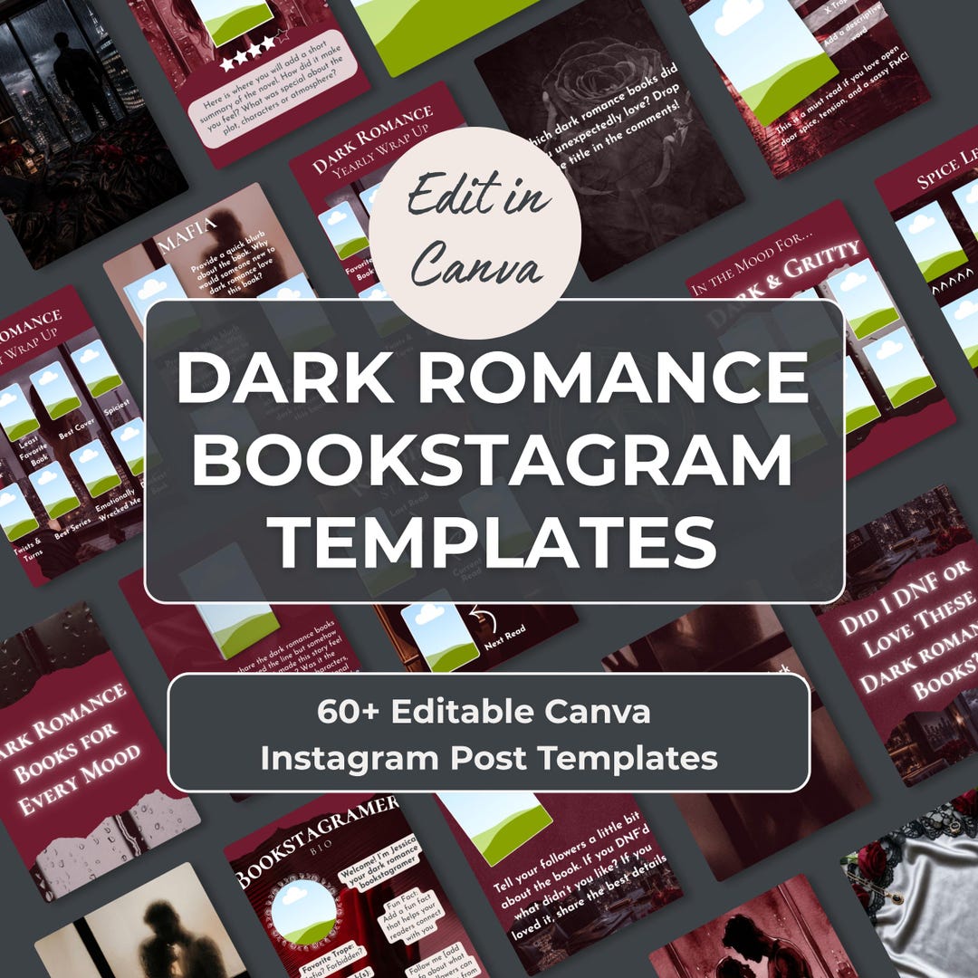 Dark Romance Bookstagram Templates | Editable Canva Instagram Posts ...