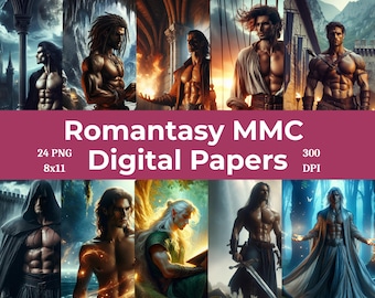 Sfondi digitali Romantasy MMC / Immagini di un fidanzato letterario / 24 sfondi PNG a 300 DPI