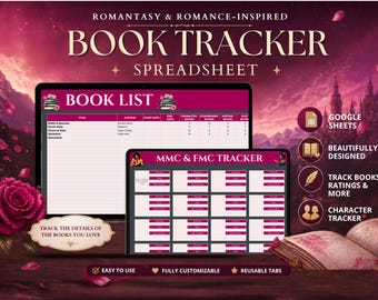 Romantik Book Tracker Tabelle | Romanze Lese Journal ( Google Sheets ) | Bonus-Clipart-Sets