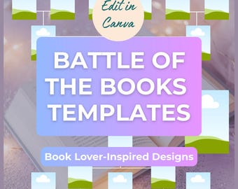 Plantilla de la Batalla de los Libros / Rastreador de Lectura Mensual / Diseños para Amantes de los Libros / Editable en Canva
