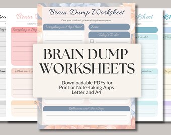 Brain Dump Worksheet PDFs | 5 Color Bundle | A4 & Letter