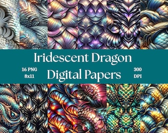Carta digitale con scaglie di drago fantasy / Sfondi PNG iridescenti 300 DPI