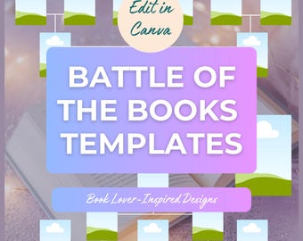 Modello di staffa per la battaglia dei libri / Tracker di lettura mensile / Progetti per gli amanti dei libri / Modificabile in Canva