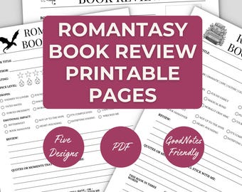 Pagine di recensioni di libri per gli amanti dei romanzi / Diario di lettura stampabile (PDF) / Modello GoodNotes