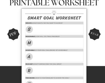 Foglio di lavoro per obiettivi SMART stampabile / Modello minimalista (PDF)