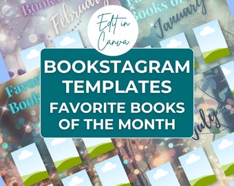 Bookstagram Lieblingsbuch des Monats Vorlagen | Bearbeitbare Canva Bookish Designs