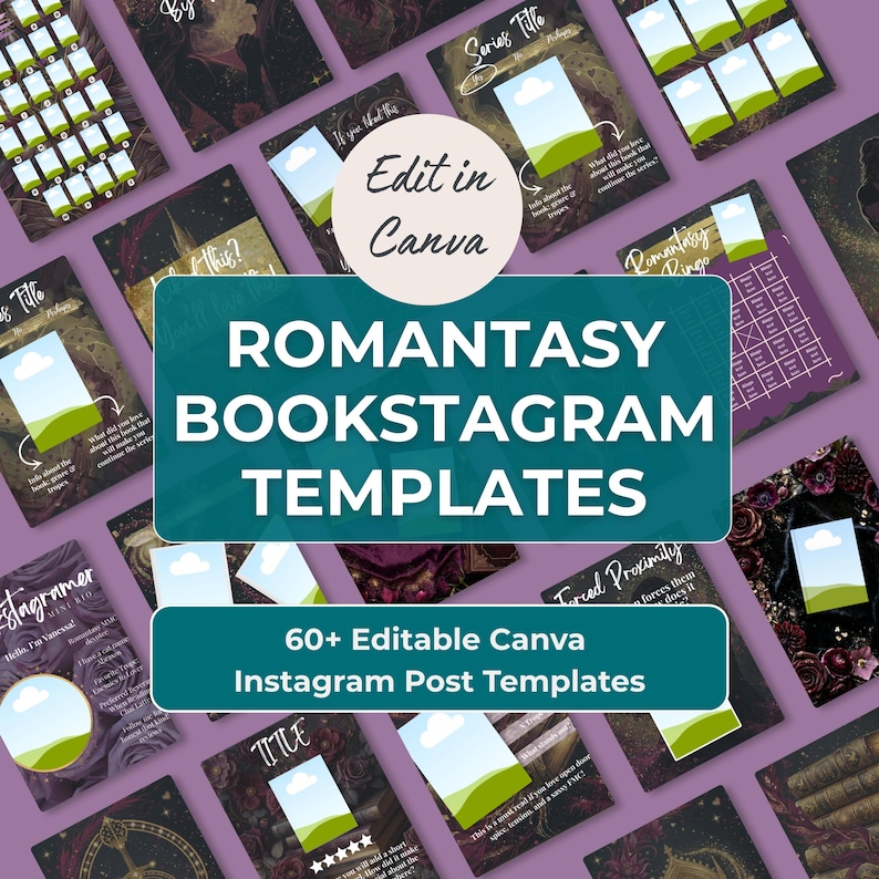 Romantasy Bookstagram Templates | Editable Canva Fantasy Romance ...