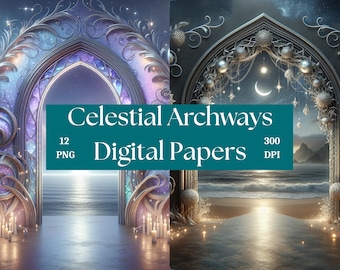 Sfondi digitali Fantasy Portal / Arco oceanico magico celeste in formato PNG (300 DPI)