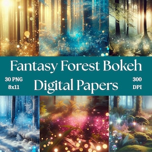 Bokeh Fantasiewald Digitale Papiere | PNG Hintergründe für Digital Journals & Scrapbooking (300 DPI)
