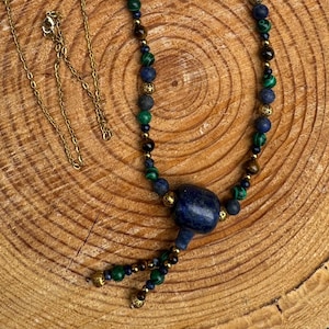 Lapis Lazuli, Tigers Eye, Malachite, and Hematite Necklace