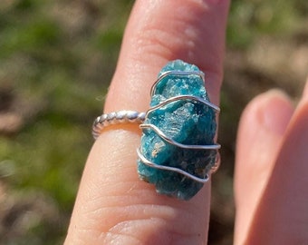 Blue Apatite Sterling Silver adjustable ring