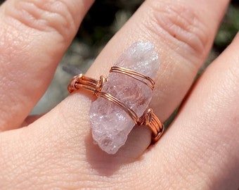 Raw Morganite and Copper ring