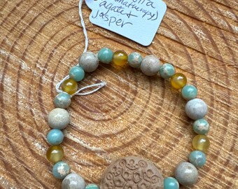 Terra Cotta, Jasper and Agate aromatherapy stretch bracelet