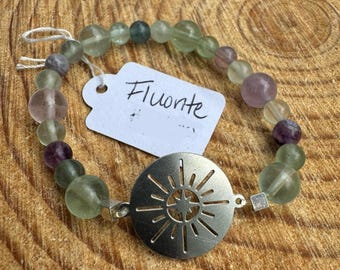 Fluorite with North Star stretch bracelet