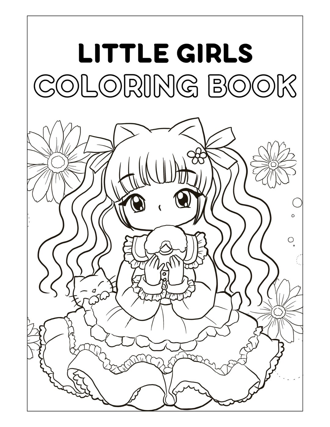 Little Girl Coloring Book for Kids Printable | Cartoon Girly Pages for ...
