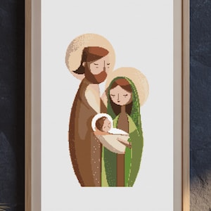 Holy Family Cross Stitch Pattern | Nativity Scene Embroidery PDF | Christmas Religious Decor | Digital Download