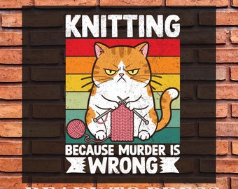 Crochet Yarn Lover DTF Transfer: Knitting Cat Design, Ready To Press