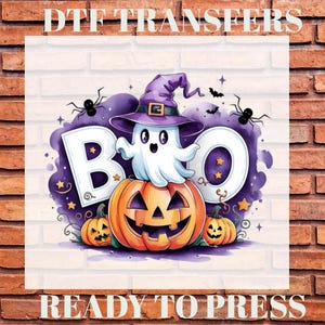Halloween Boo Ghost DTF Transfer: Ready To Press, Spooky Sublimation