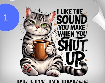 Funny Messy Cat DTF Transfer: Sarcastic Humor, Retro Design, I Like The Sound...