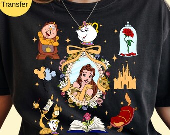 Beauty and the Beast DTF Transfer, Disney Princesses Heat Print Design Ready To Press